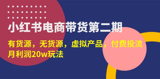 （14186期）小红书电商带货第二期，有货源，无货源，虚拟产品，付费投流，月利润20w-资源网
