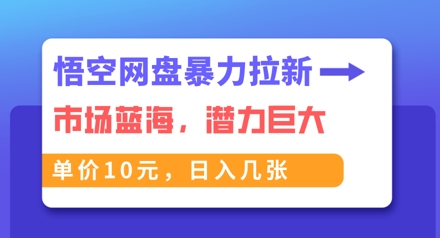 悟空网盘暴力拉新：一单10元，市场空白，日入几张-资源网