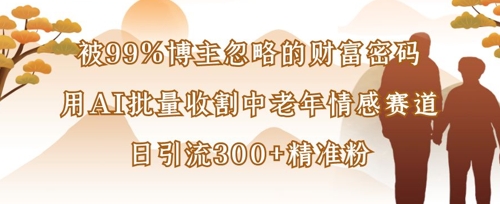 被99%博主忽略的财富密码：用AI批量收割中老年情感赛道，日引流300+精准粉-资源网
