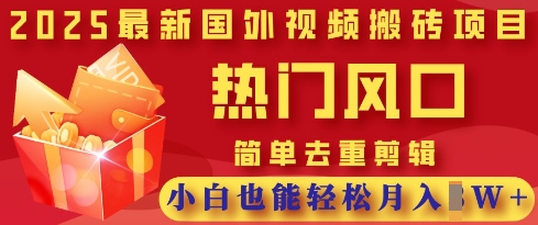 2025最新视频搬砖项目，热门风口，简单去重剪辑，小白也能轻松月入过W-资源网