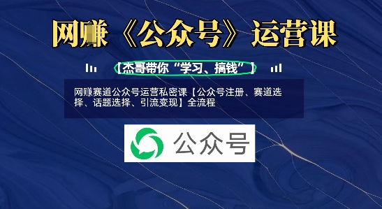 网创赛道公众号运营私密课【公众号注册、赛道选择、话题选择、引流变现】全流程-资源网