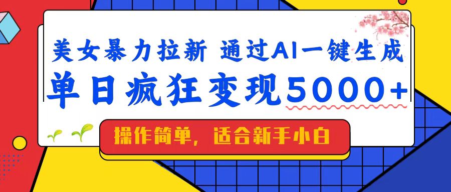 （14347期）美女暴力拉新，通过AI一键生成，单日疯狂变现5000+，纯小白一学就会！-资源网