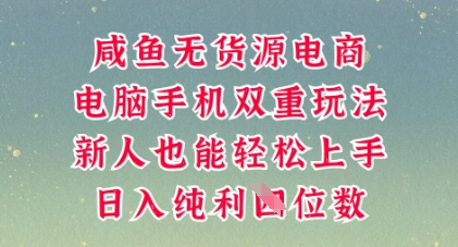 咸鱼无货源电商，多种运营方式，带你从零到一拿结果，可做代运营，也可软件一键发布【揭秘】-资源网