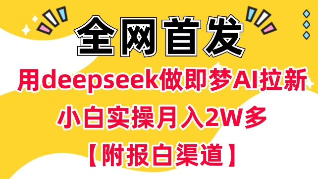 用deepseek做即梦Ai拉新 小白实操月入过W+【附报白渠道】-资源网