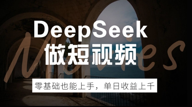 DeepSeek做短视频，零基础也能上手，单日收益多张-资源网