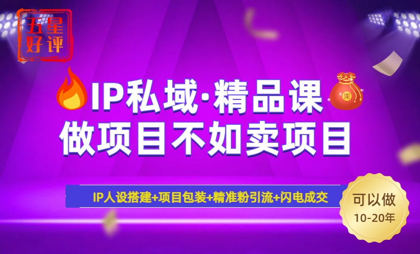 （14406期）2025年“IP私域·密训精品课”，日赚3000+小白避坑年赚百万，暴力引流…-资源网