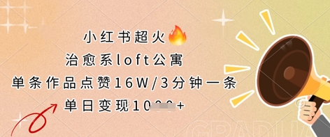 小红书超火的治愈系loft公寓，单条作品点赞16W，3分钟一条，单日变现数张-资源网