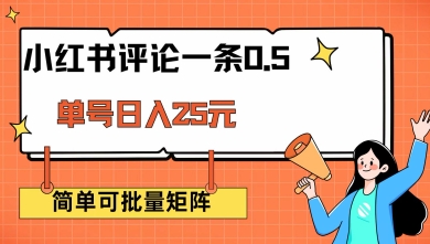 小红书评论一条0.5元 单账号一天可得25元 可矩阵操作 简单无脑靠谱【揭秘】-资源网