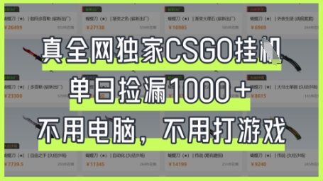 真全网独家CSGO挂G，单日捡漏1k+【揭秘】-资源网