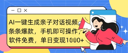 AI一键生成亲子对话视频，条条爆款，一部手机即可操作，单日变现数张-资源网