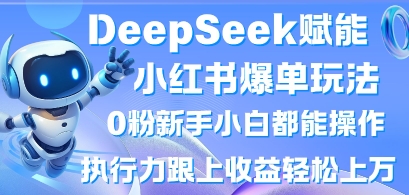 DeepSeek赋能小红书爆单玩法0粉新手小白都能操作，执行力跟上收益轻松上W，懒人勿做-资源网