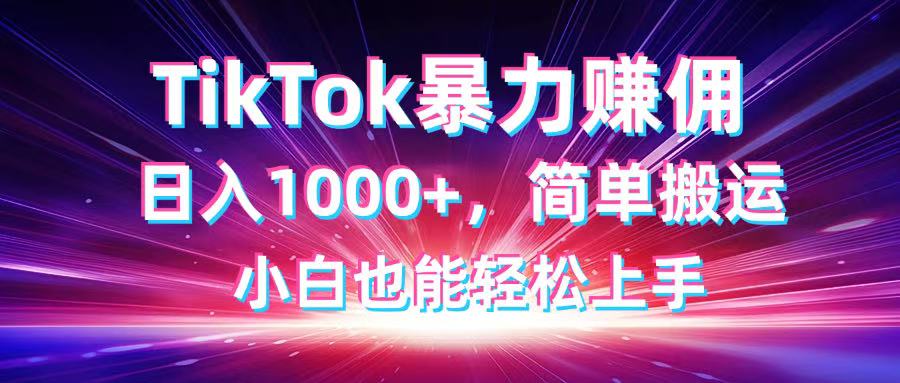 （14402期）TikTok搬运暴力赚佣，日入1000+，简单搬运，小白也能轻松上手-资源网