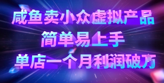 咸鱼卖小众虚拟产品，简单易上手，单店一个月利润破W-资源网