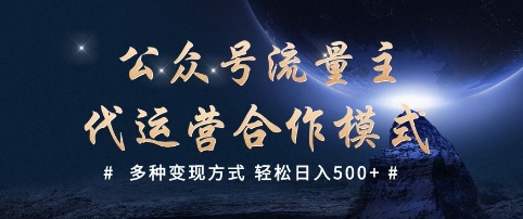 公众号流量主代运营  多种变现方式 轻松日入5张【揭秘】-资源网