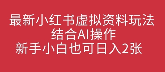 最新小红书虚拟资料玩法结合AI操作，新手小白也可日入2张-资源网