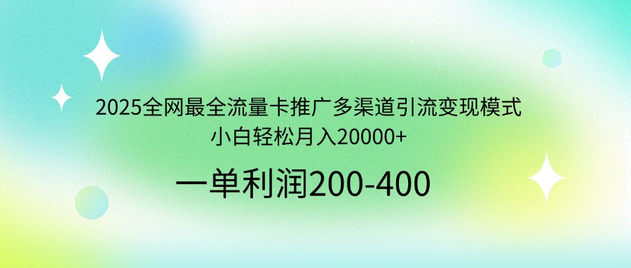 （14126期）2025全网最全流量卡推广多渠道引流变现模式，小白轻松月入20000+-资源网