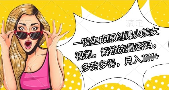 一键生成原创爆火美女视频，解锁流量密码，多劳多得，月入过W-资源网