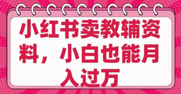 小红书卖教辅资料，0 成本，纯利润，售后成本极低，小白也能月入过W-资源网