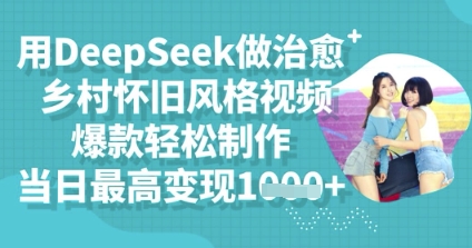 用DeepSeek做治愈乡村怀旧风格视频，爆款轻松制作，当日最高变现多张-资源网